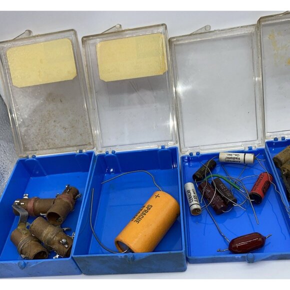 Vintage Carbon Comp Resistors Capacitors Electronics Mixed Lot in Storage Cases - Picture 3 of 16